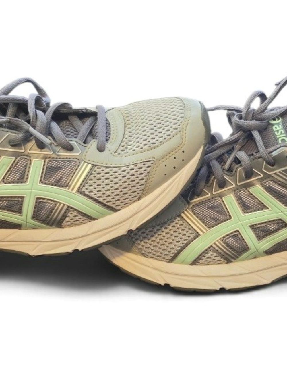 Women's Gray Athletic Shoes with Mint Green Accents